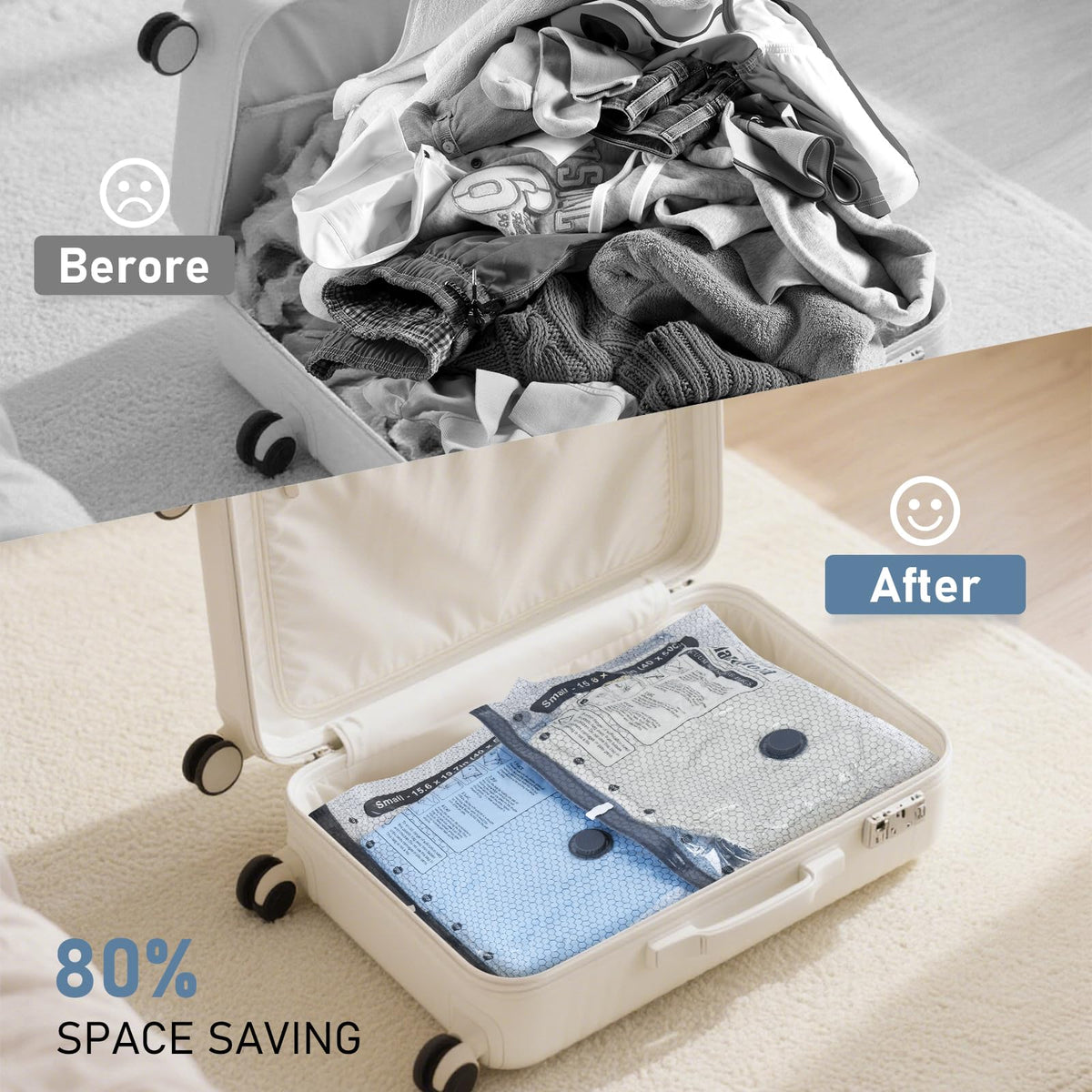 BlazeHold Travel Vacuum Bags with Rechargeable Pump, 20 Pack