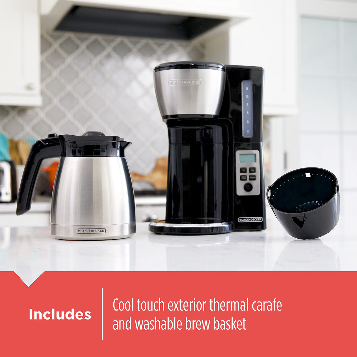 BLACK+DECKER CaféCraft 12-Cup Programmable Coffee Maker, Thermal