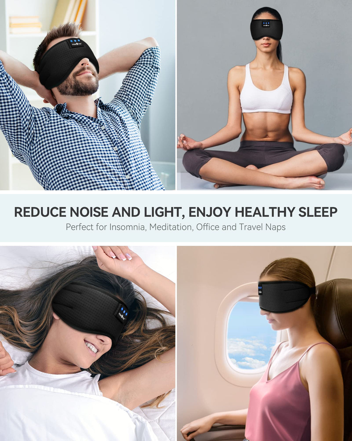 Musicozy Bluetooth 5.4 Sleep Headphones Headband, Matte Black
