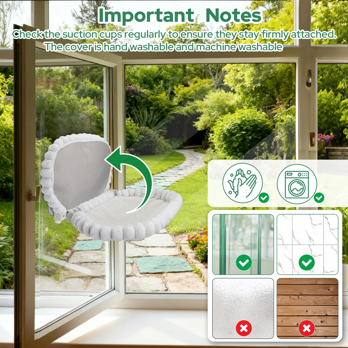 Ceecysaa Cat Window Perch Hammock with Suction Cups and Metal Frame