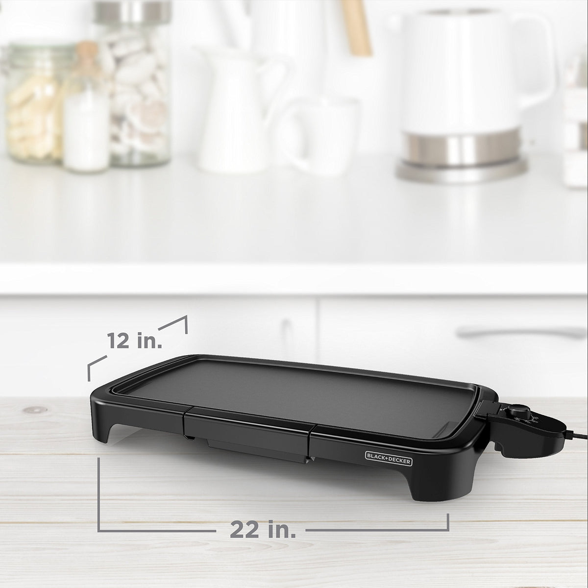 BLACK+DECKER Family-Sized XL Electric Griddle, Removable Drip Tray