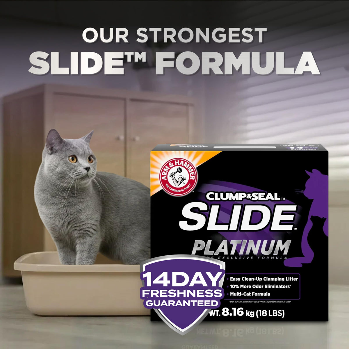 Arm & Hammer Platinum Multi-Cat Clumping Clay Litter, 8.16 kg