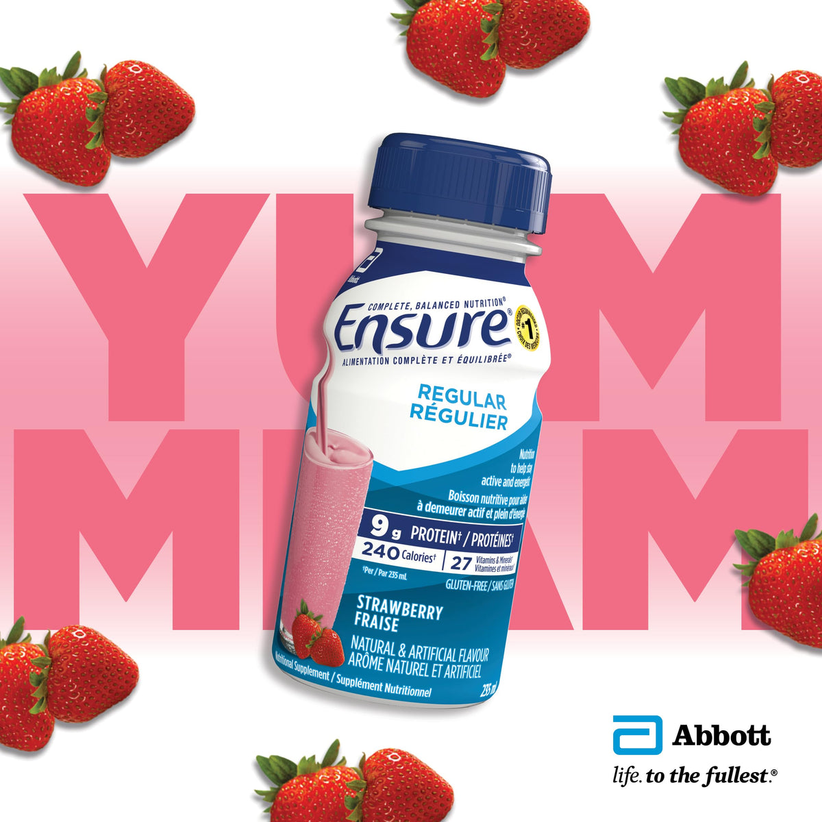 Ensure Regular Nutrition Shake, Strawberry, 24 x 235 mL