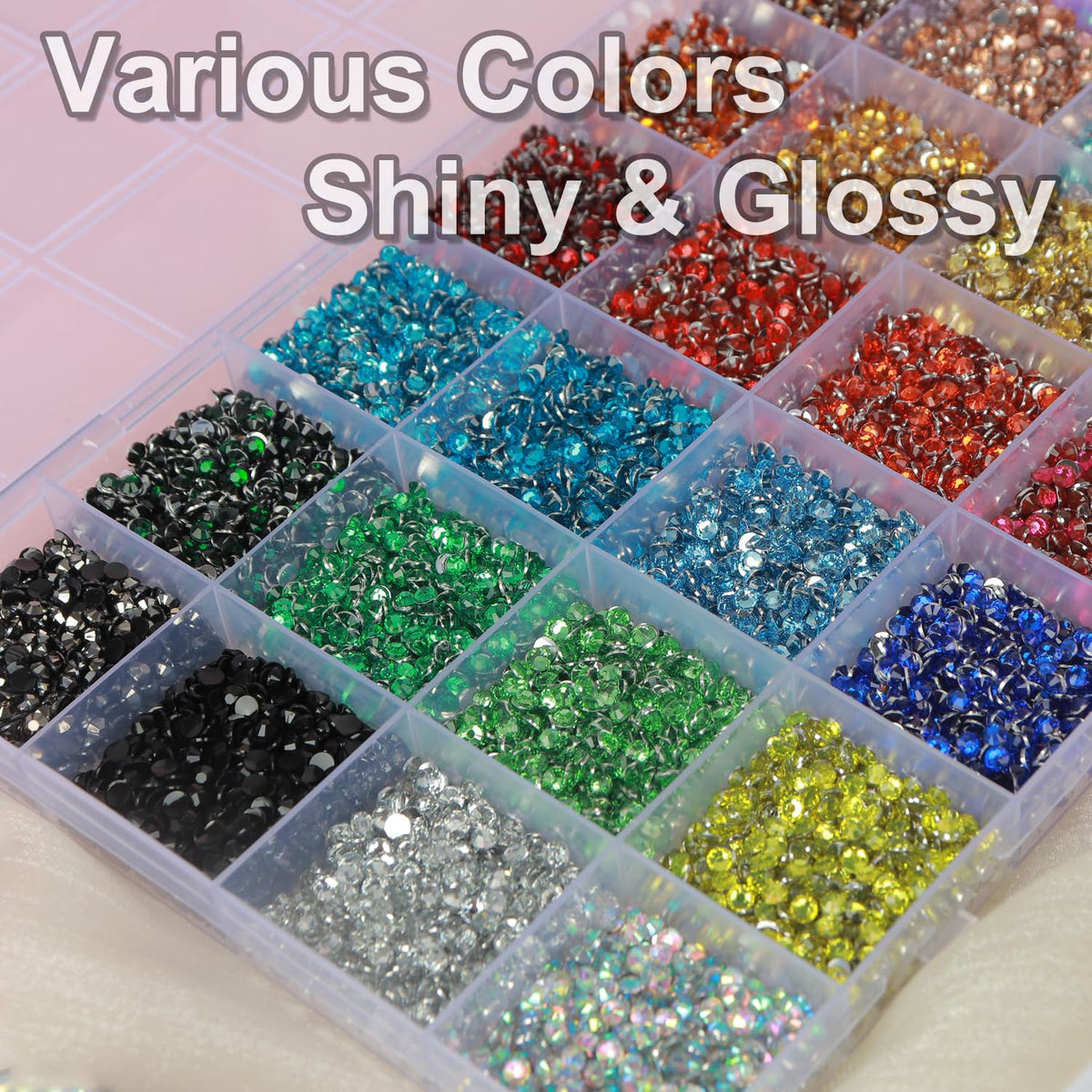 BAOYAALIN 56-Colour 3mm Resin Rhinestone Kit with B7000 Glue