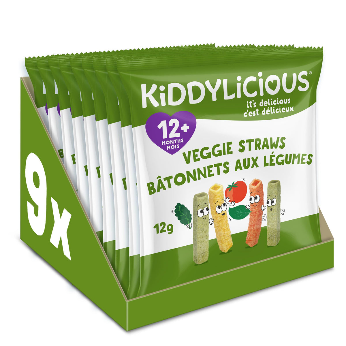 Kiddylicious Veggie Straws, 12+ Months, 9 Portions, 108 g