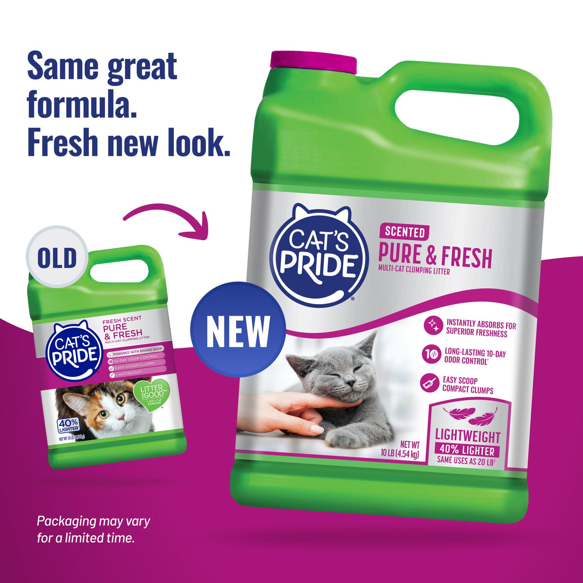 Cat's Pride Lightweight Clumping Litter, Pure & Fresh, 10 Pounds