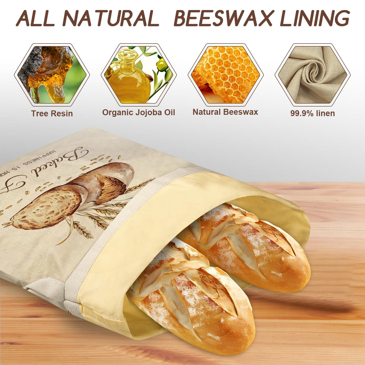 Beeswax Bread Bags for Sourdough, 2 Pack, XL 17x13 Inch
