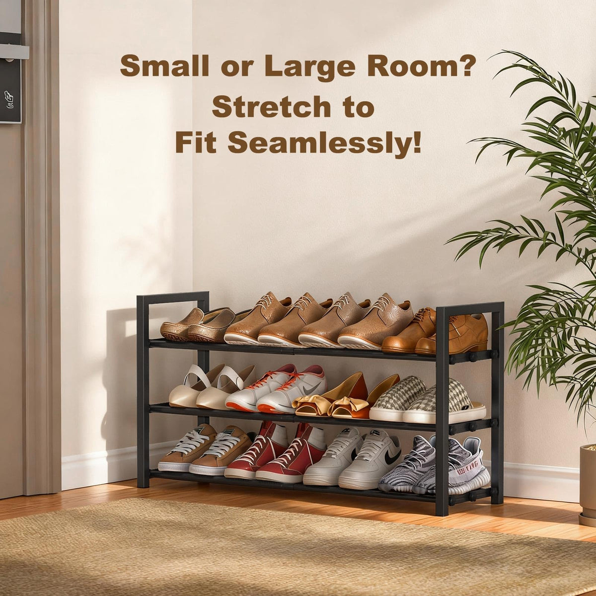 Roylvan 3-Tier Expandable Shoe Rack, 17-31 inch, Adjustable