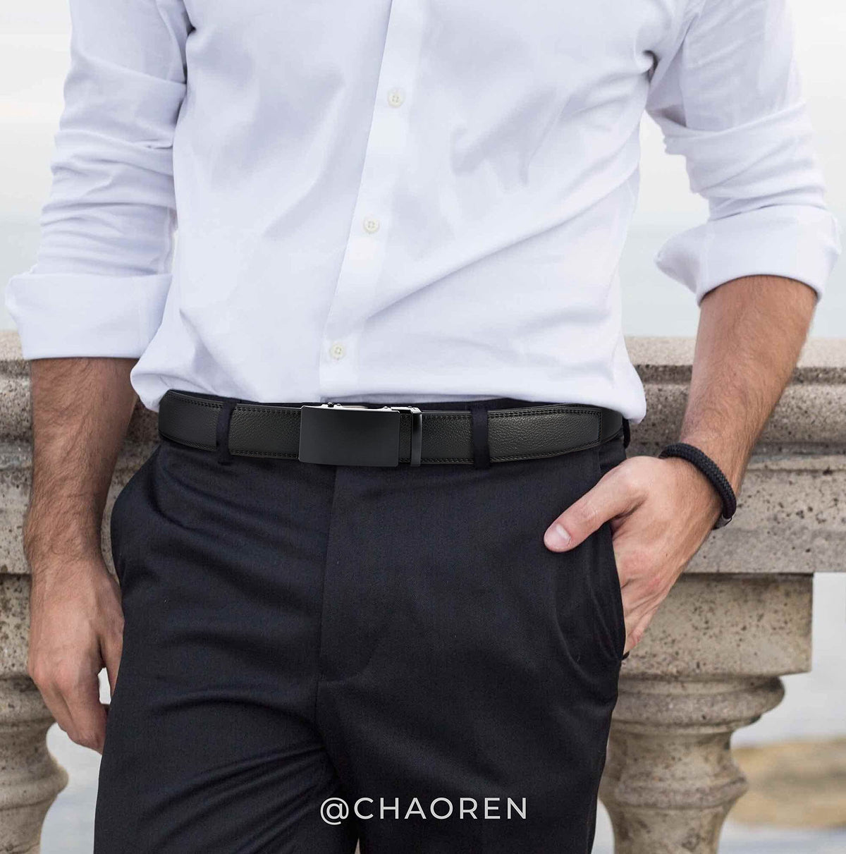 CHAOREN Leather Ratchet Belt, 35 mm, Matte Black