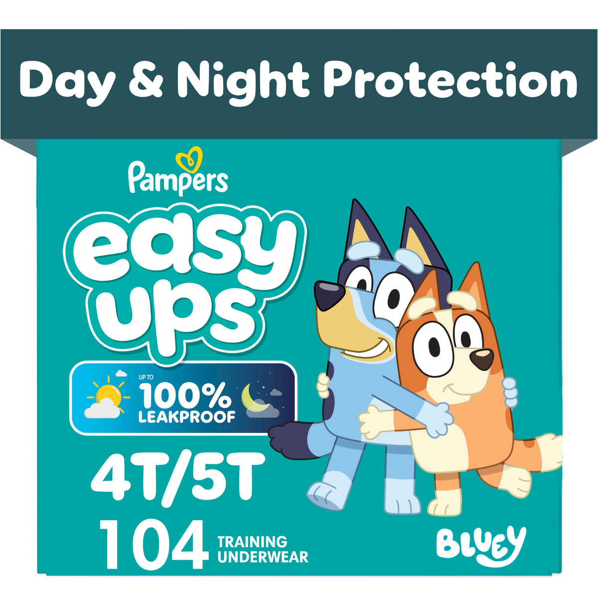 Pampers Easy Ups Bluey Potty Training Pants, Size 6 (4T-5T), 104 Count