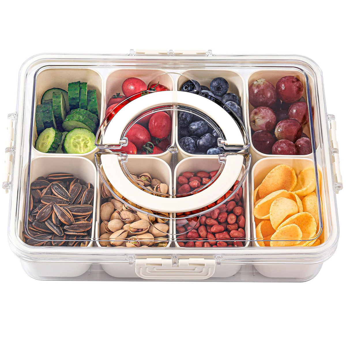 Divided Snackle Box Container with Lid & Handle