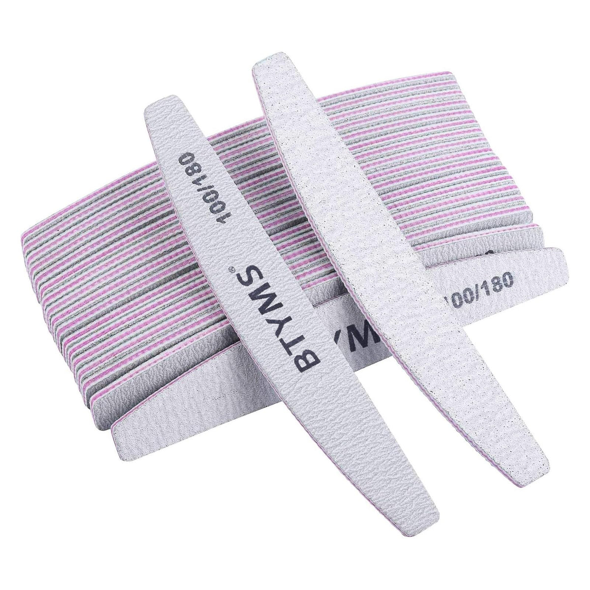 BTYMS Double-Sided Nail Files, 100/180 Grit, 25 Pieces