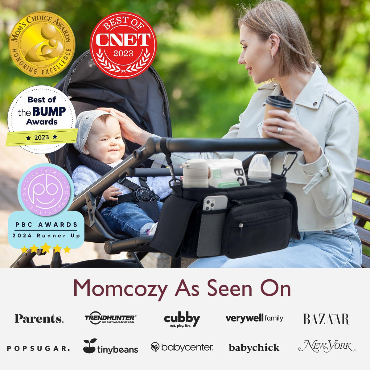 Momcozy Universal Stroller Organizer with Insulated Cup Holders
