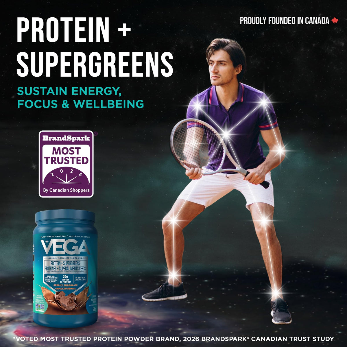 Vega Protein + Supergreens Plant-Based Protein, Chocolate, 618 g