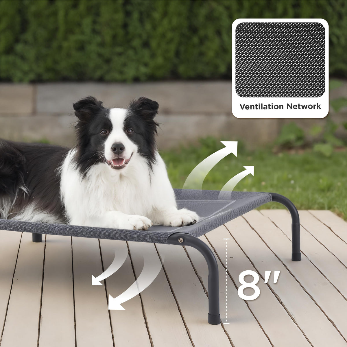 Bedsure Elevated Outdoor Dog Cot, Large, Grey