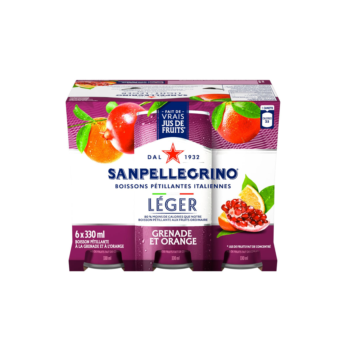 San Pellegrino Light Pomegranate & Orange Sparkling Drink, 24 x 330ml