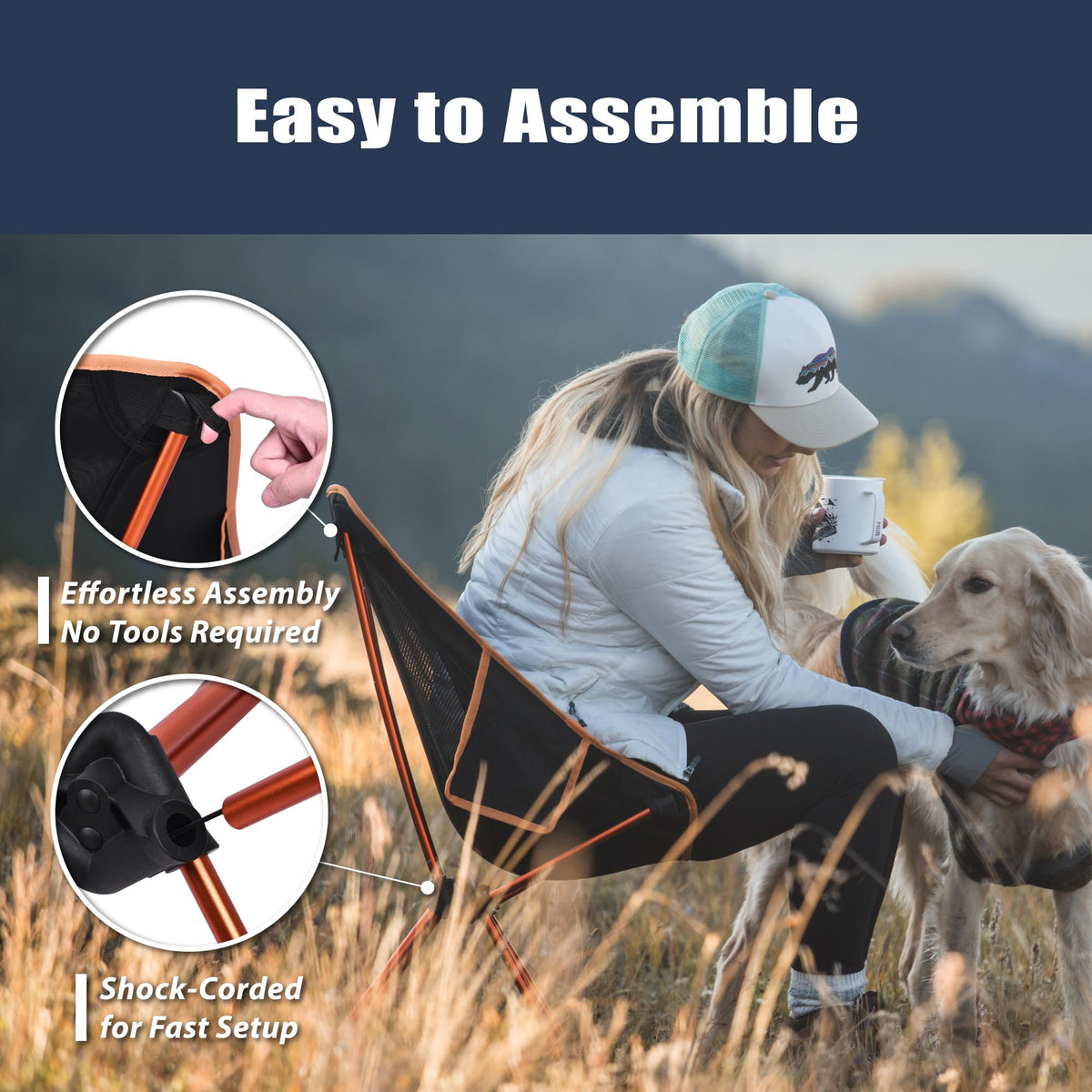 TREKOLOGY YIZI GO Ultralight Folding Camping Chair, Black