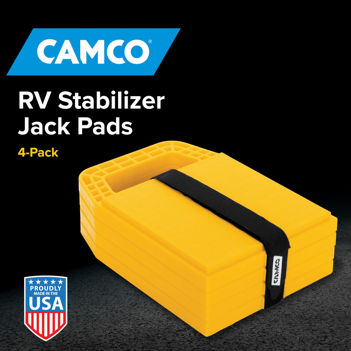 Camco RV Stabilizing Jack Pads (44595), 6.5 Inch x 6.5 Inch, 4 Pack