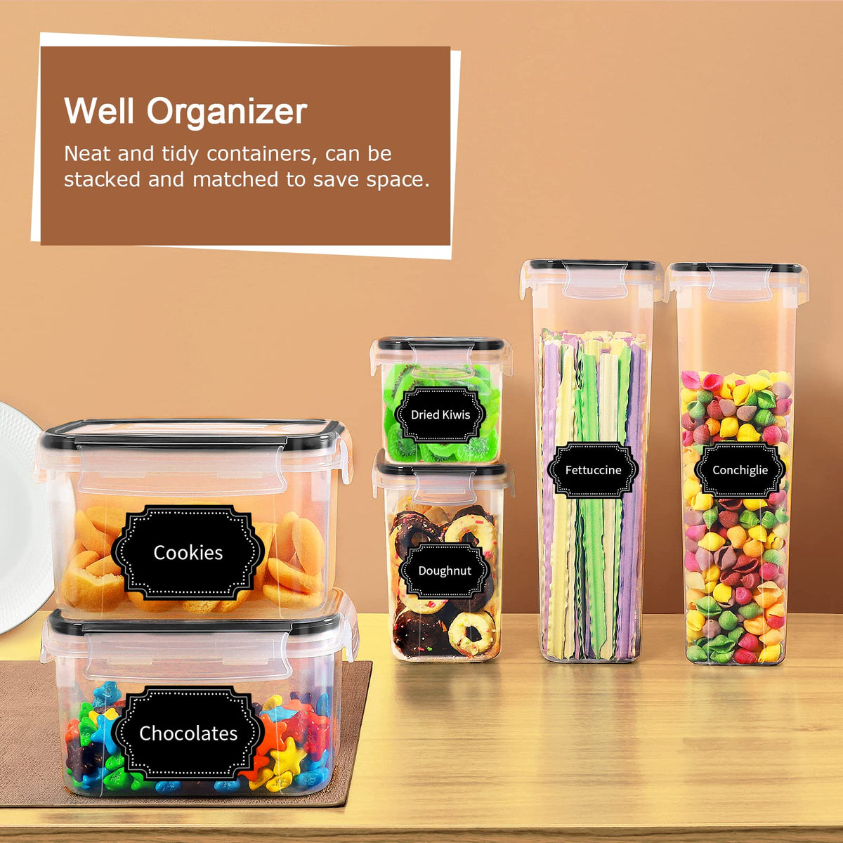 Praki Airtight Food Storage Container Set with Lids, 16 Pcs