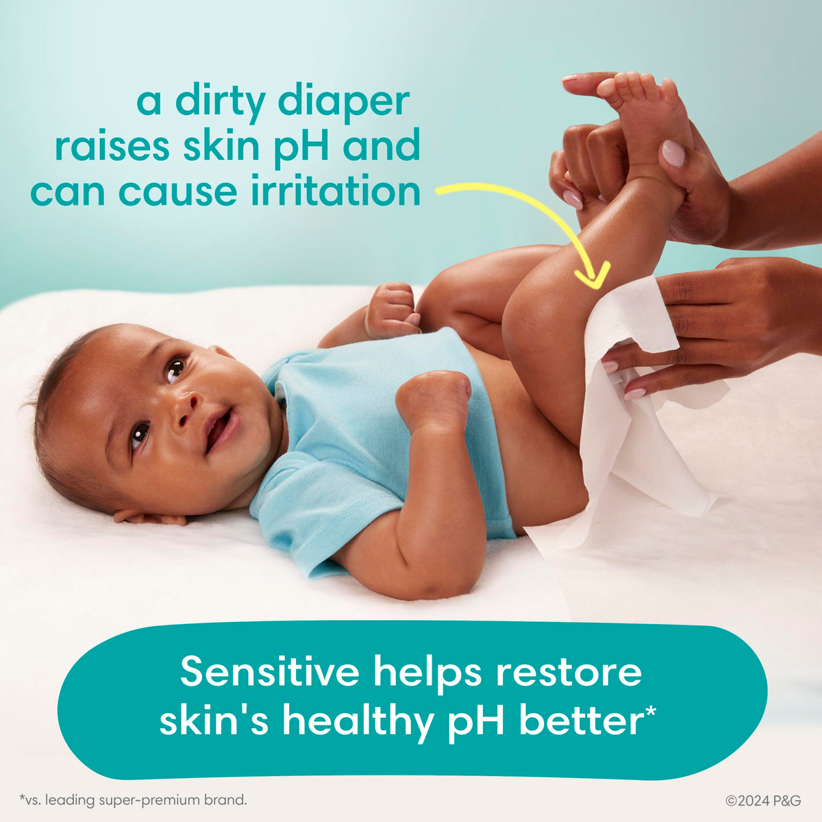 Pampers Sensitive Unscented Baby Wipes, 6 Flip-Top Packs, 504 Count