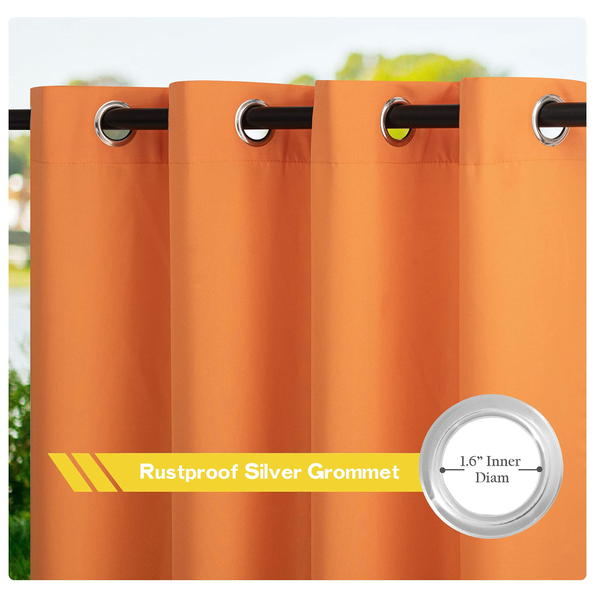 NICETOWN Outdoor Canvas Curtains, W55 x L84, Orange, 2 Panels