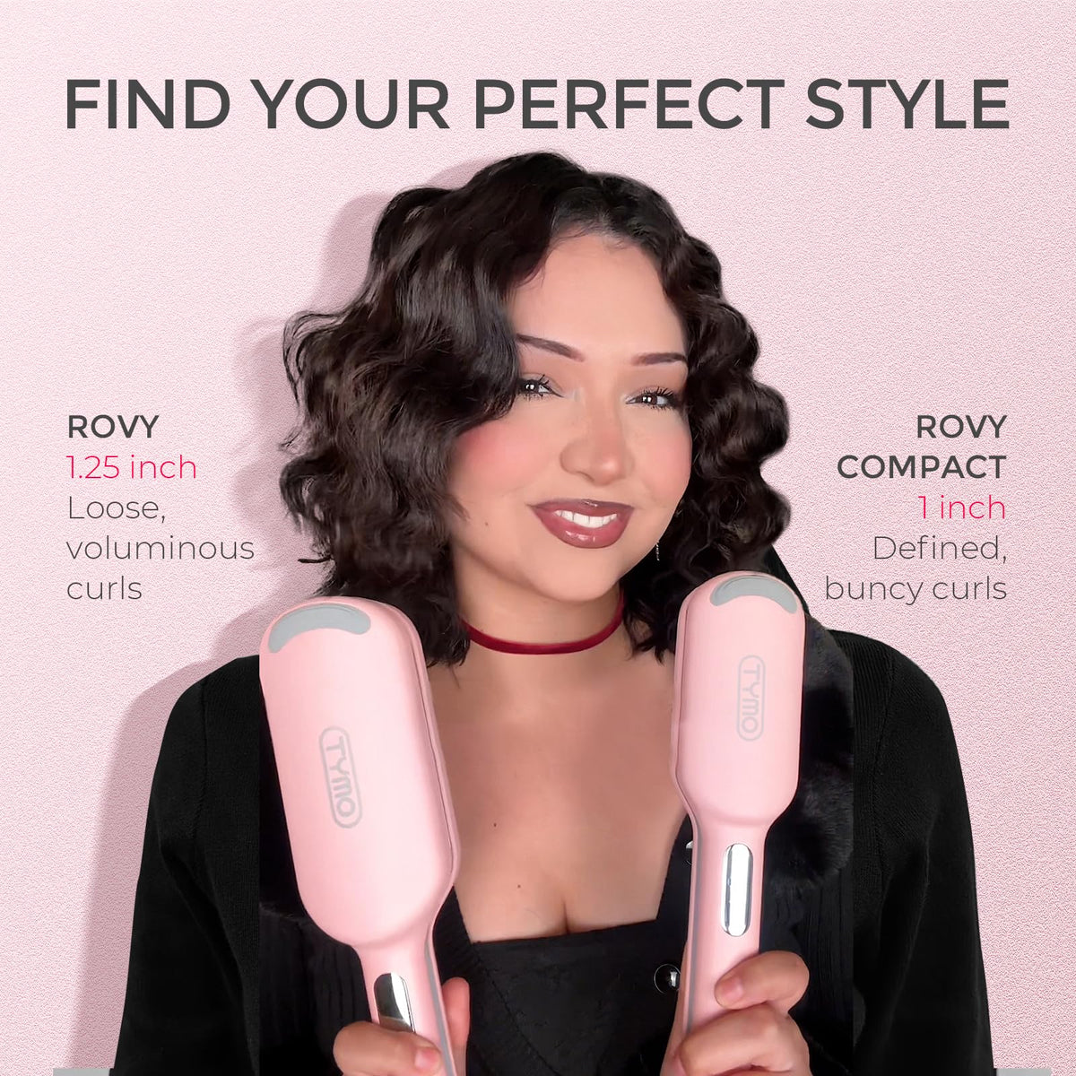 TYMO ROVY 3-Barrel Ionic Hair Waver, 1 in, Pink