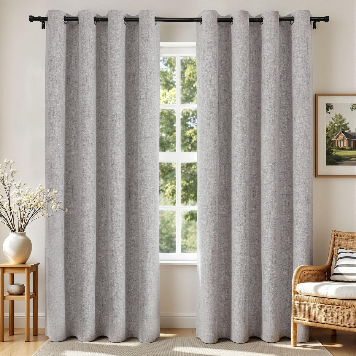 Joydeco Linen Blackout Curtains, 84" (2 Panels)