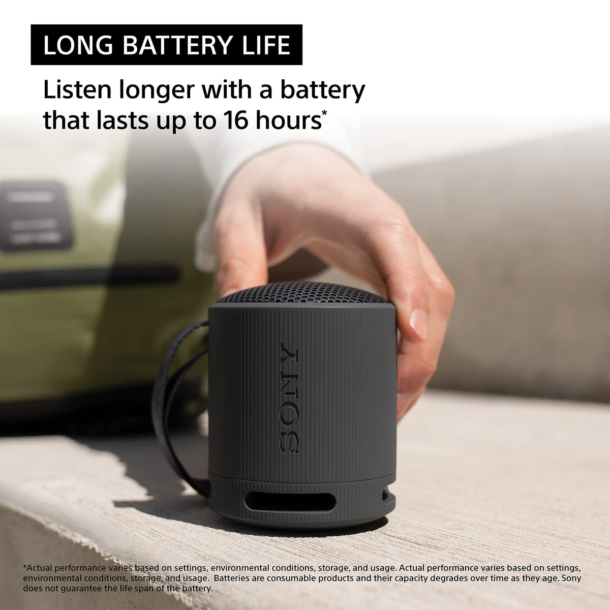 Sony SRS-XB100 Compact Wireless Bluetooth Speaker, Black