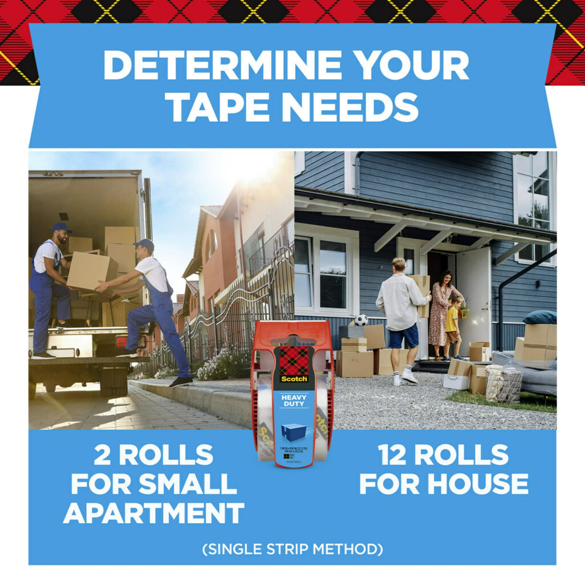 Scotch Heavy Duty Packaging Tape, 1.88 Inches x 800 Inches, 6 Rolls