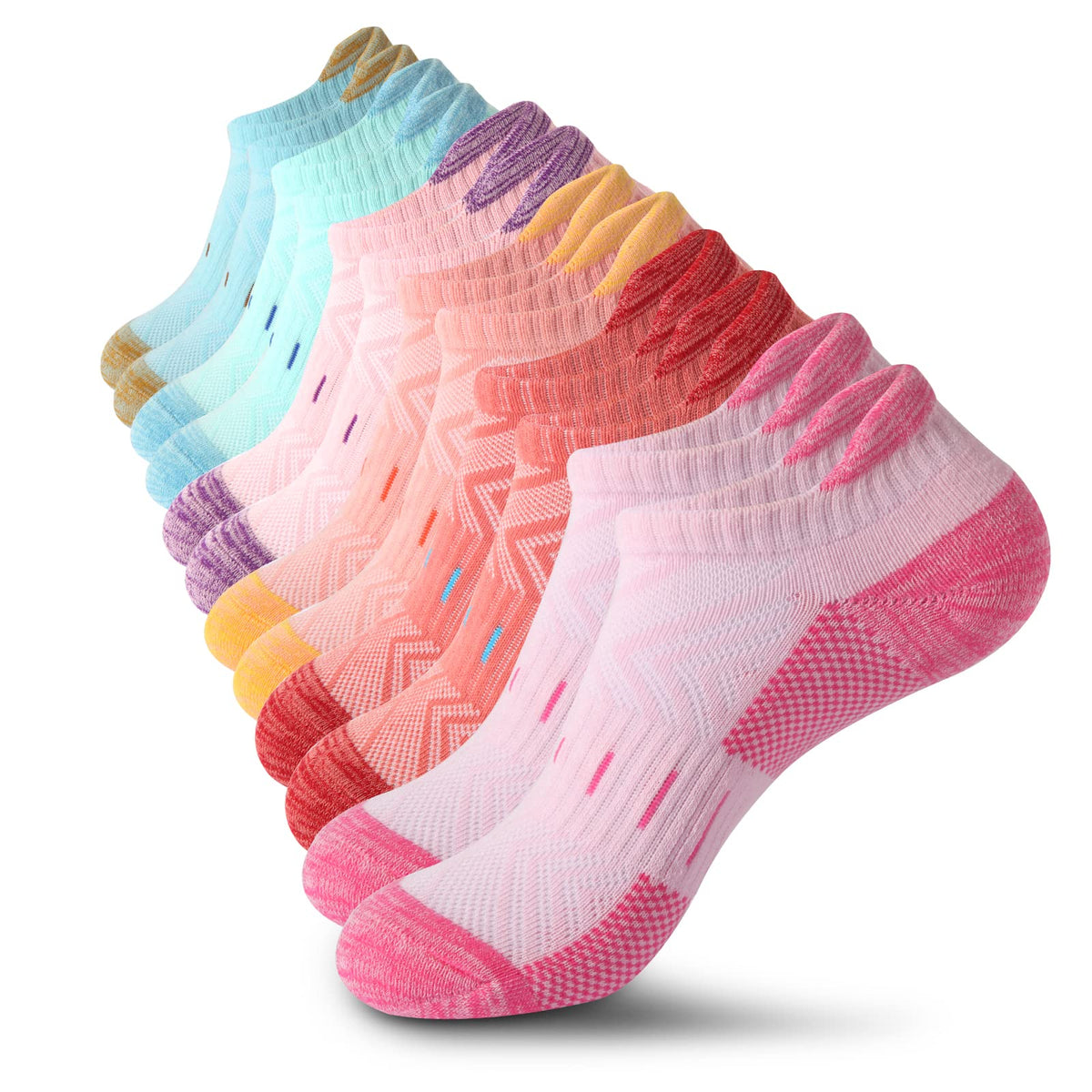 Women's Running Low Cut Cotton Socks, Multicolor, 6 Pairs