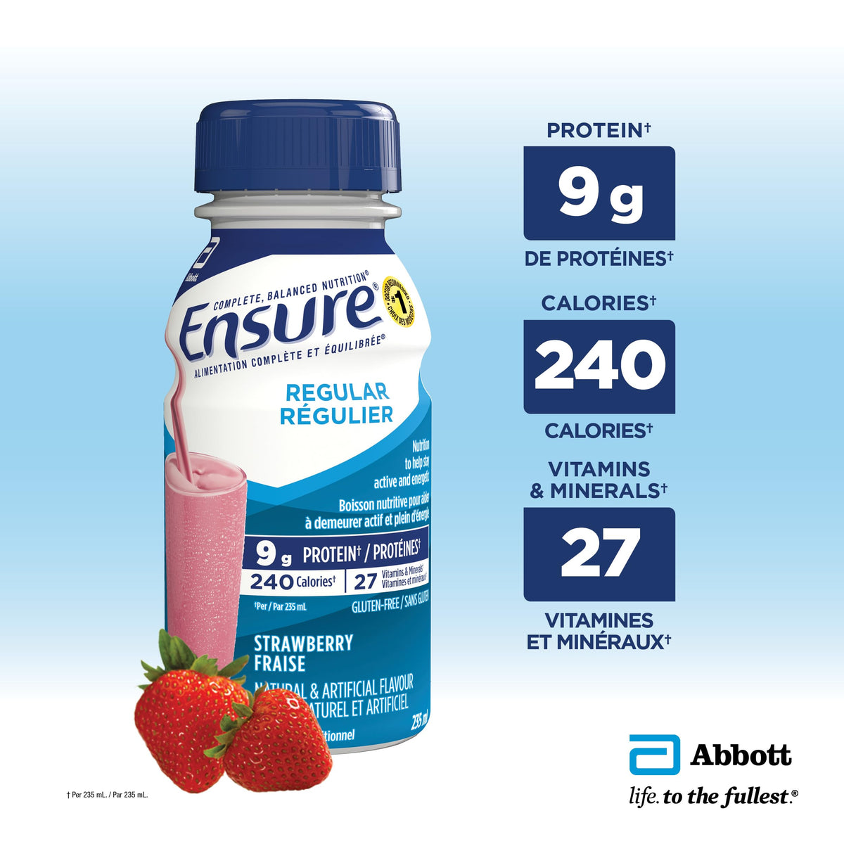 Ensure Regular Nutrition Shake, Strawberry, 24 x 235 mL