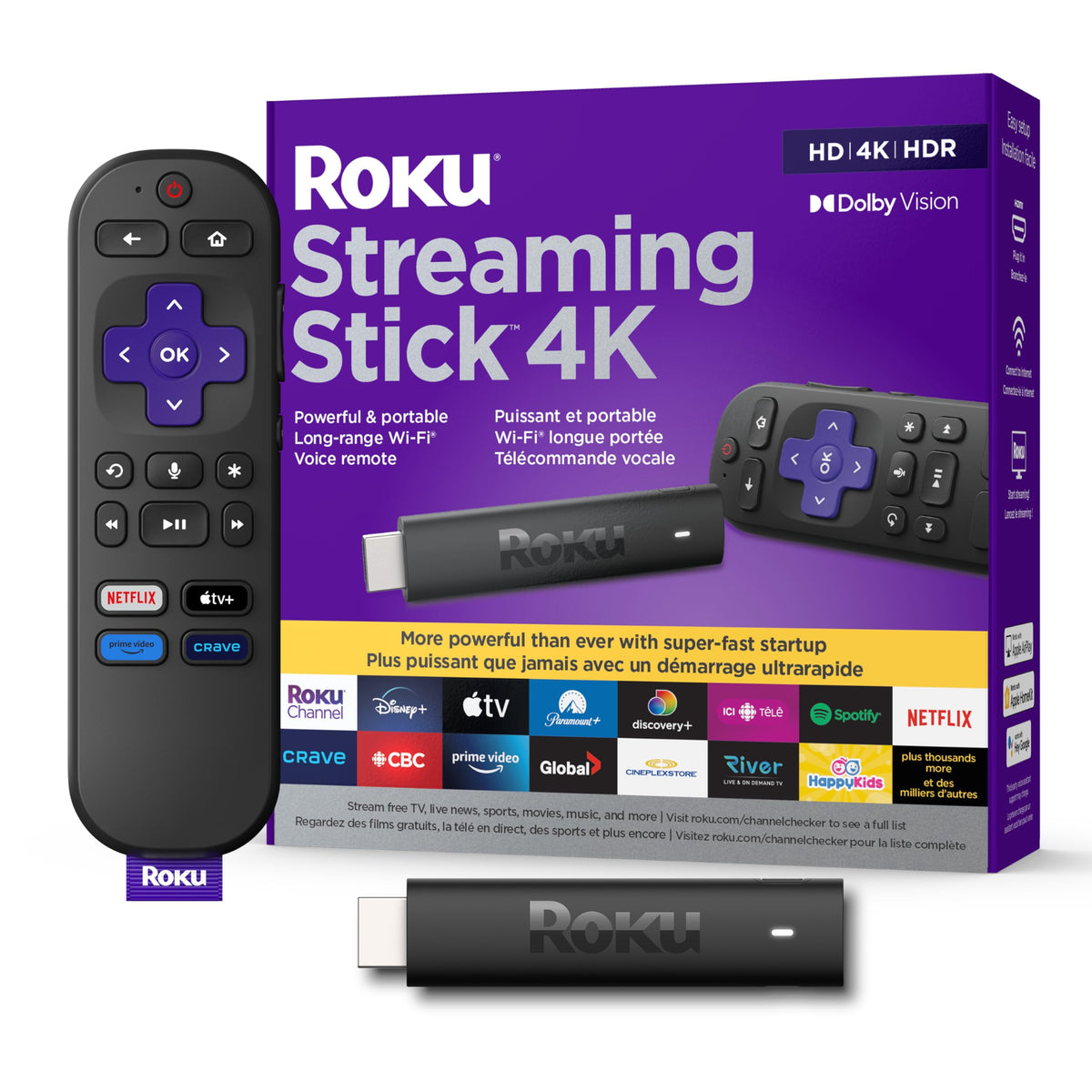 Roku Streaming Stick 4K 2022 with Voice Remote