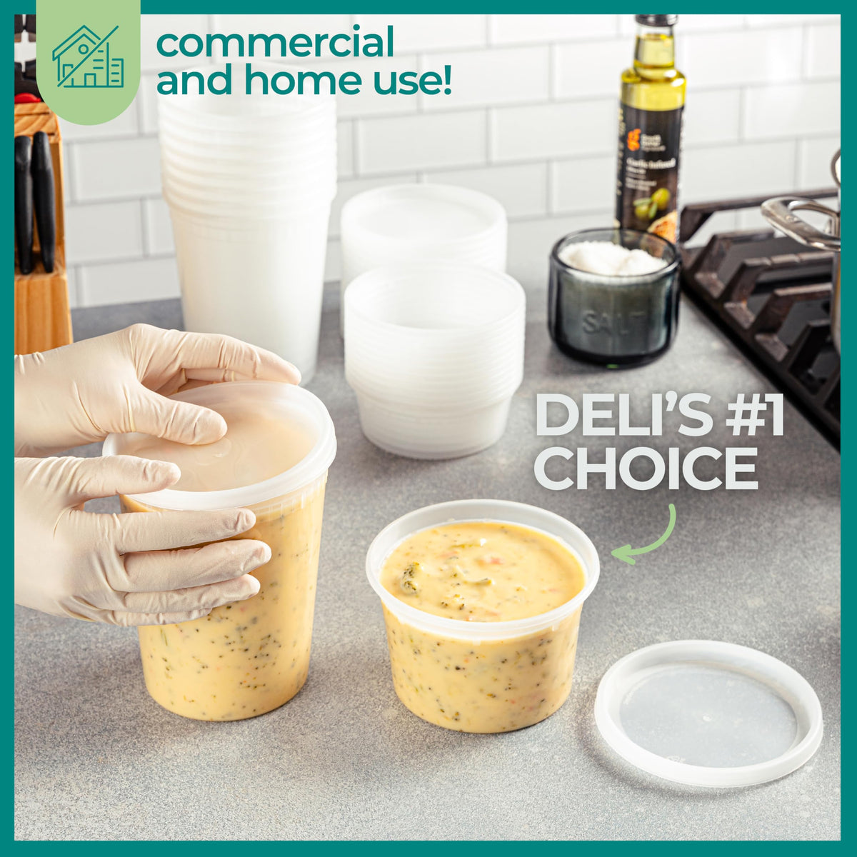 Deli Food Containers with Lids, 16 Sets, 8-32 Oz