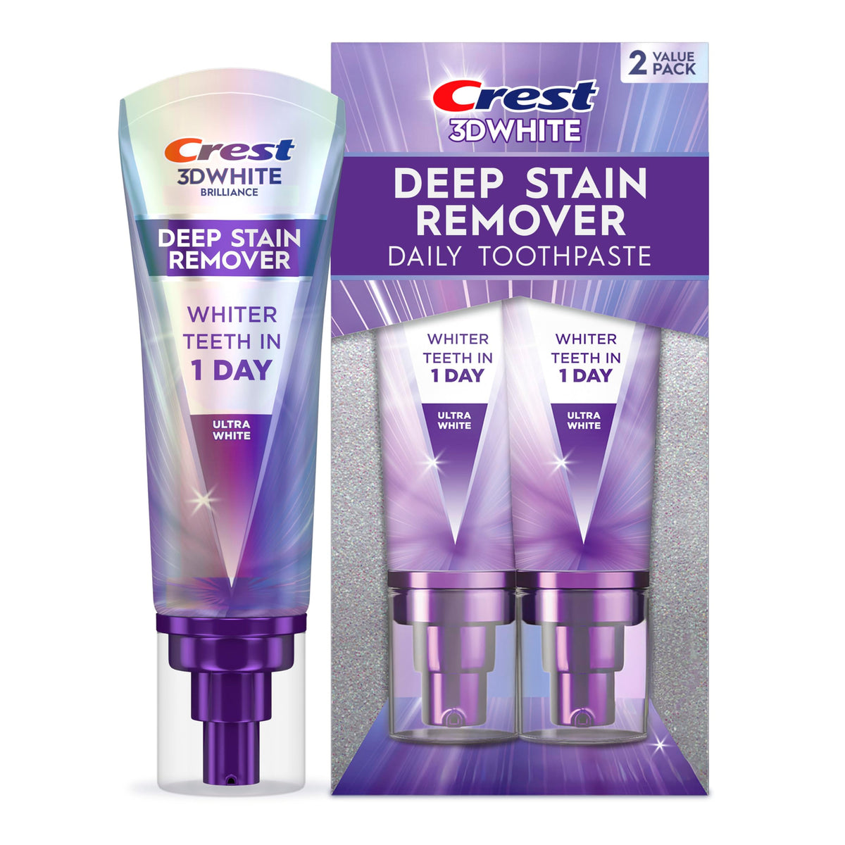 Crest 3D White Deep Stain Remover Toothpaste, 67 ml, 2-Pack