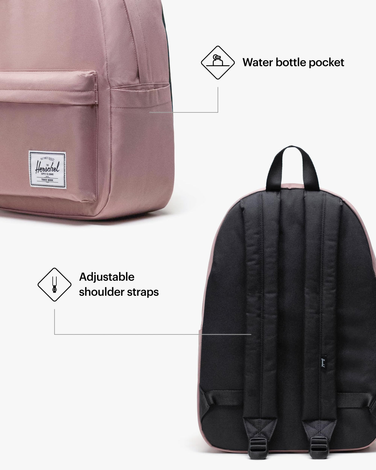 Herschel Classic Backpack XL, Ash Rose, 25 L