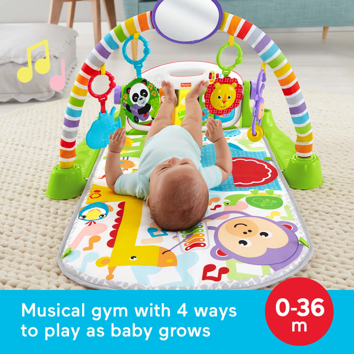 Fisher-Price Deluxe Kick & Play Piano Gym Baby Playmat with 2 Maracas