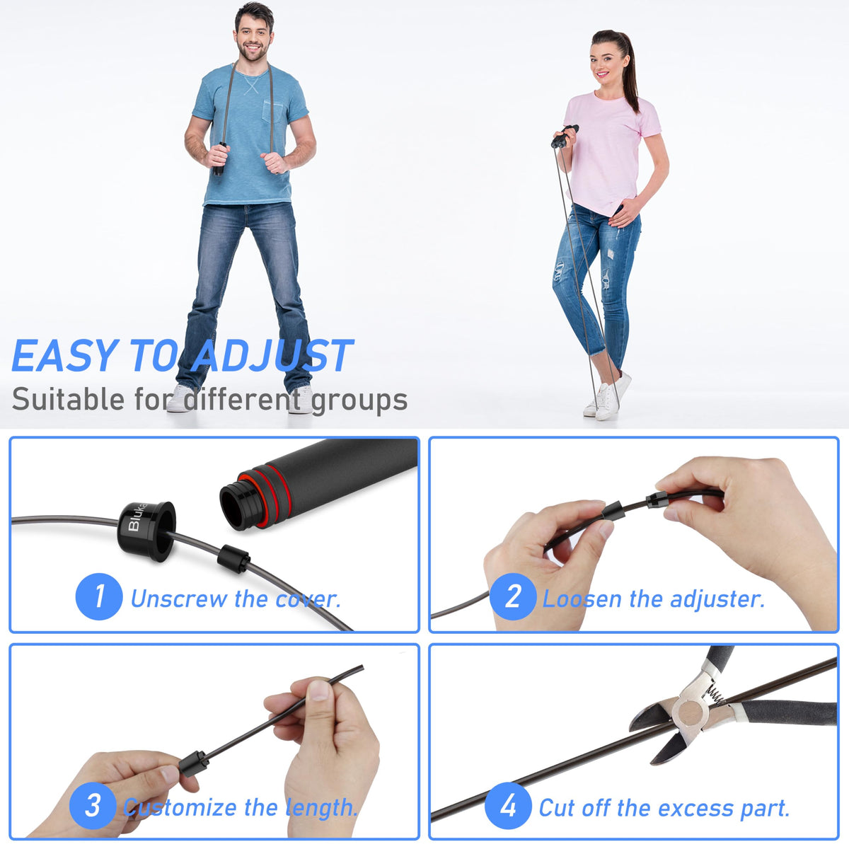 Blukar Tangle-Free Adjustable Speed Jump Rope