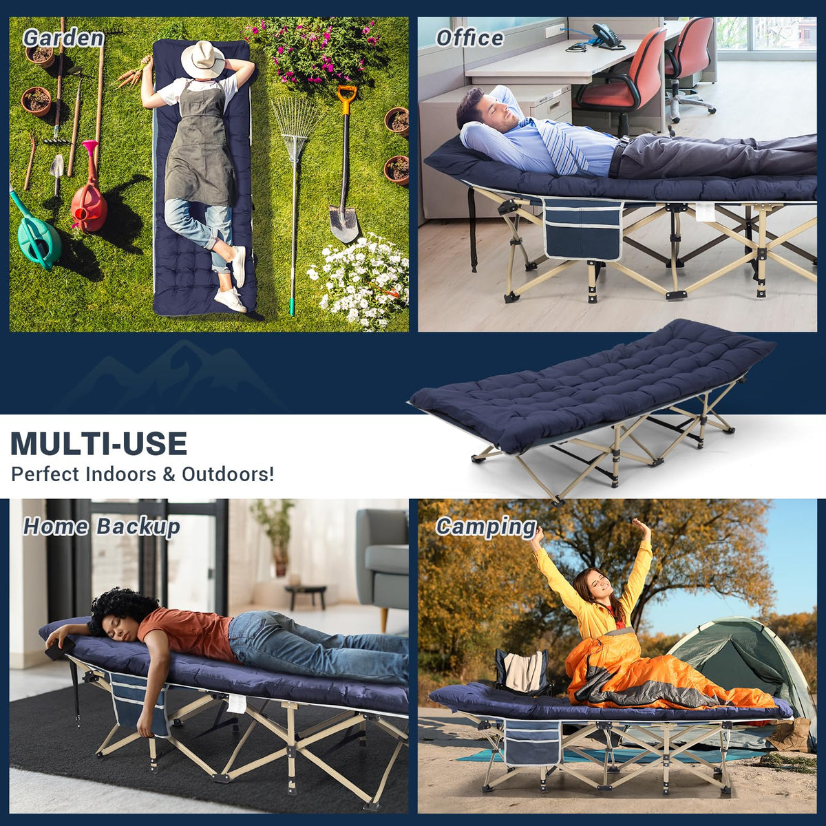 Overmont Folding Camping Cot with Cushion, 28 in Extra Wide