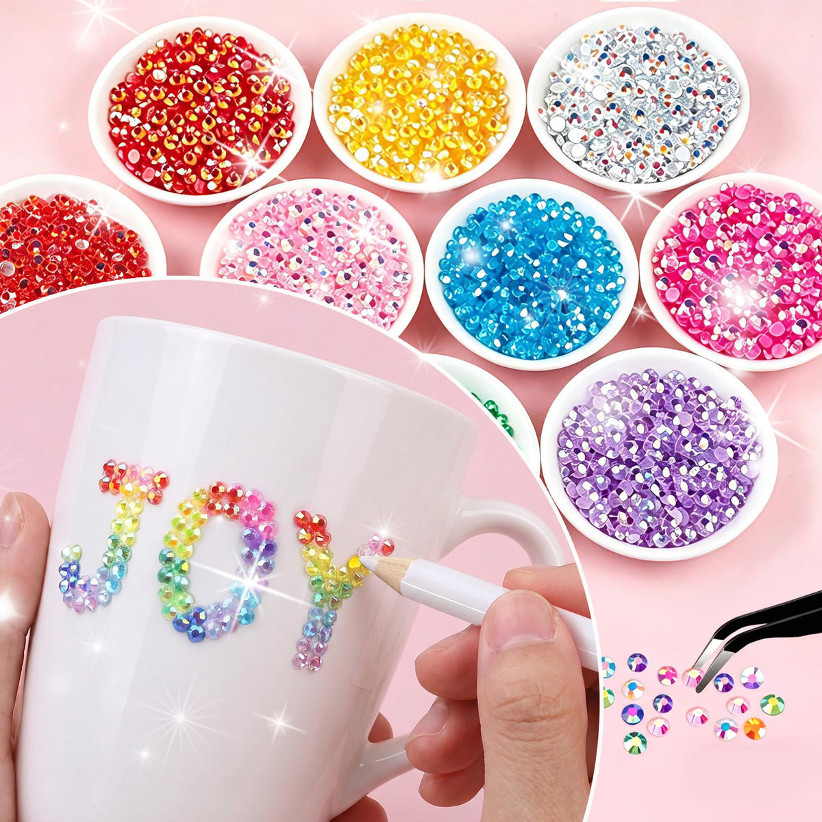 Resin Jelly Rhinestones Bedazzling Kit, 44000 Pcs, 48 Colors, 3mm