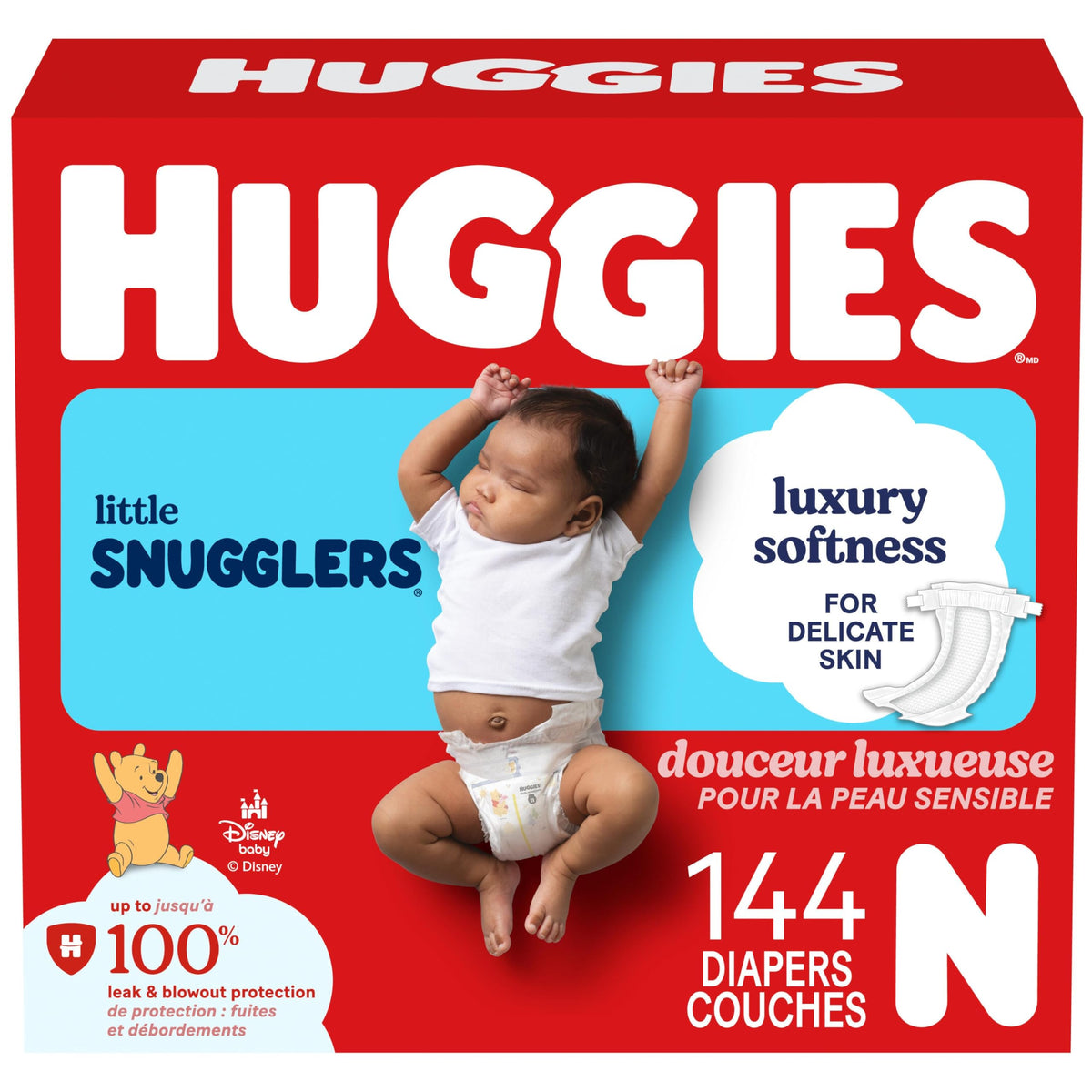 Huggies Little Snugglers Newborn Diapers, Size 0, 144 Count