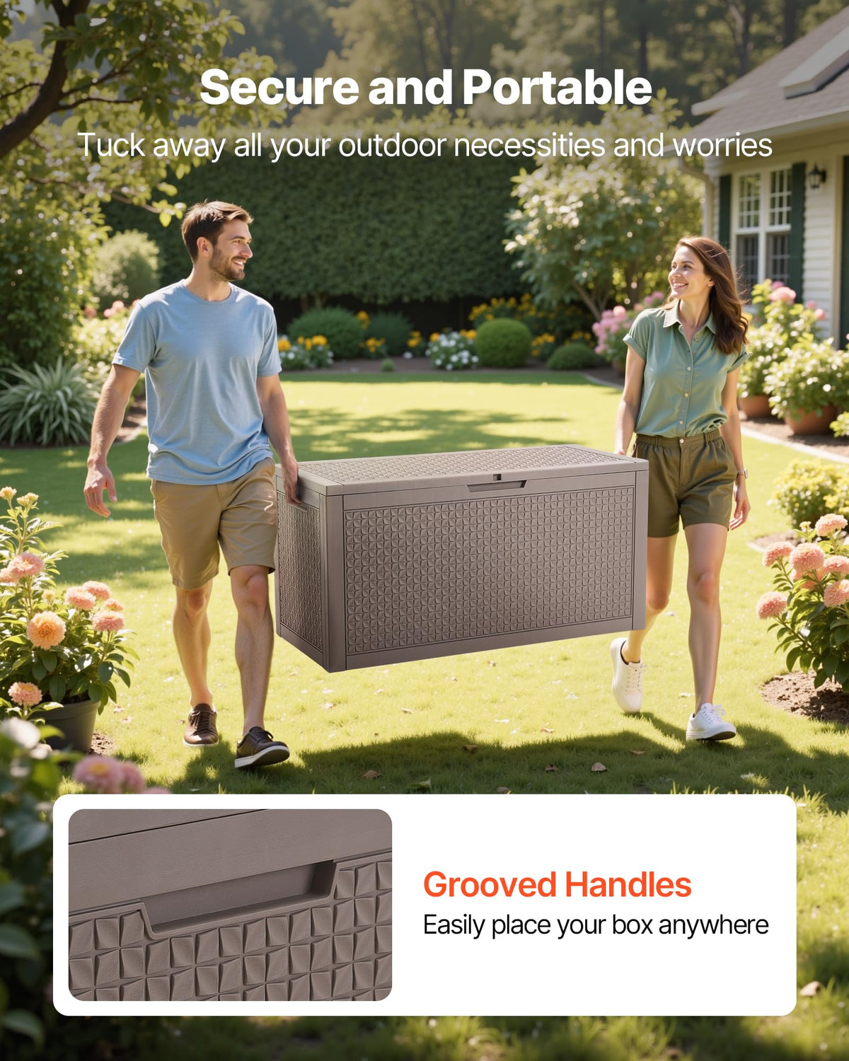 VEVOR Outdoor Resin Deck Storage Box, 100 Gallon
