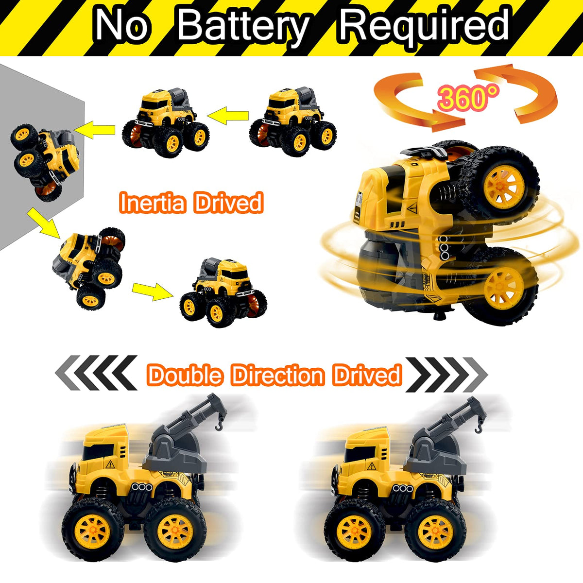 Construction Monster Truck Toys, 4 Pcs