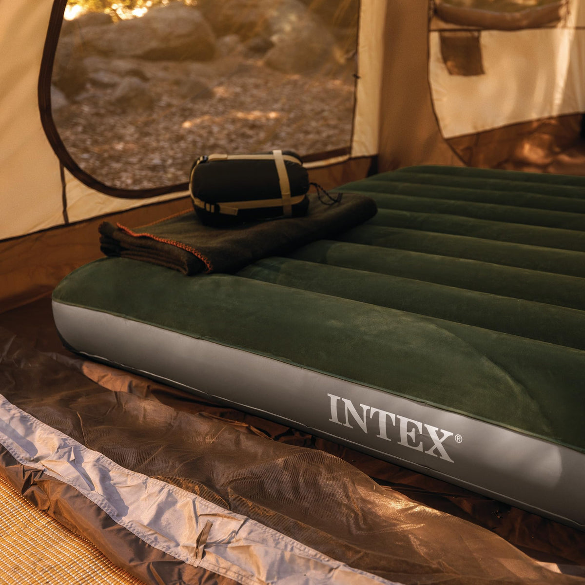 Intex 64761E Dura-Beam Standard Downy Air Mattress, Twin