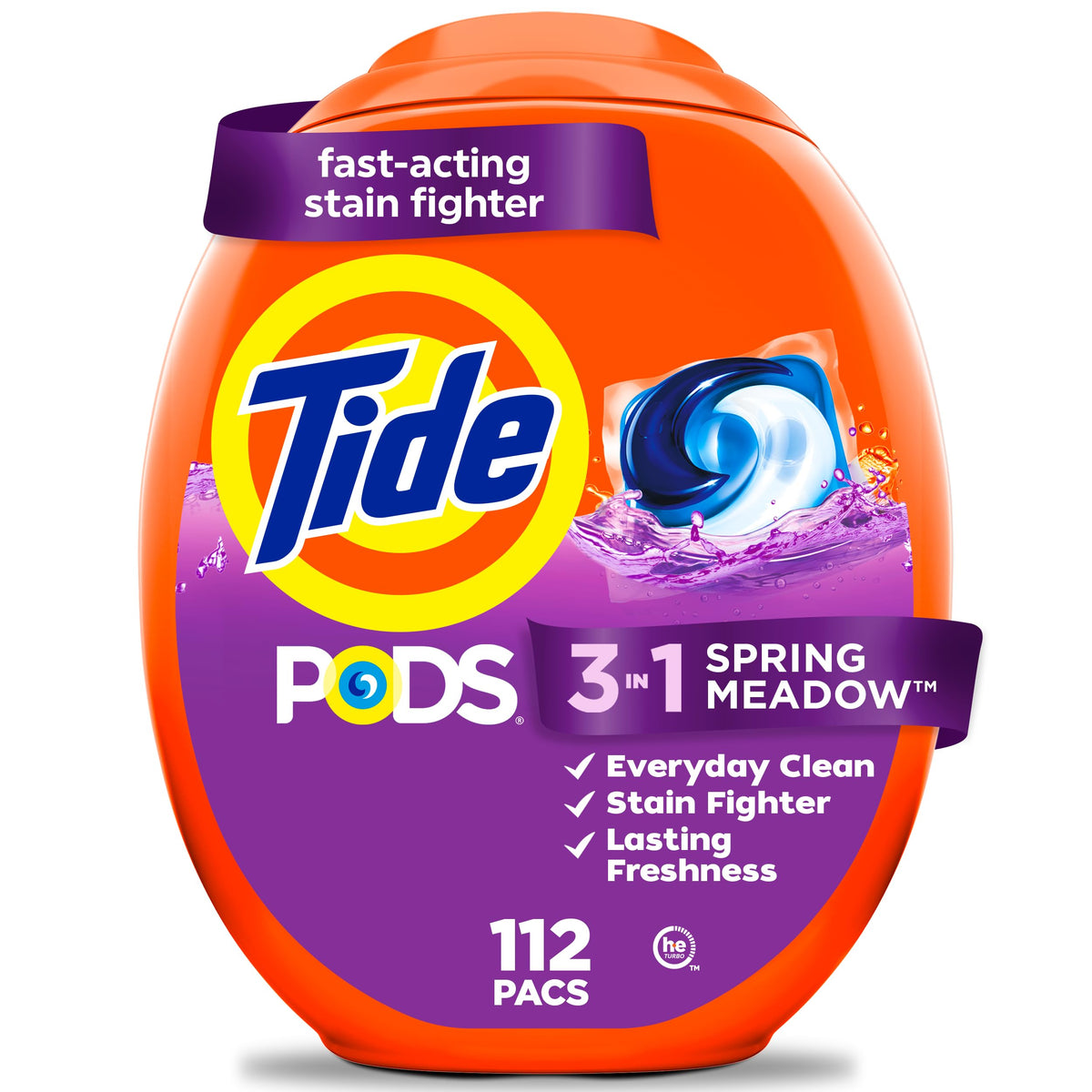 Tide PODS 3-in-1 Laundry Detergent Pacs, Spring Meadow, 112 Count