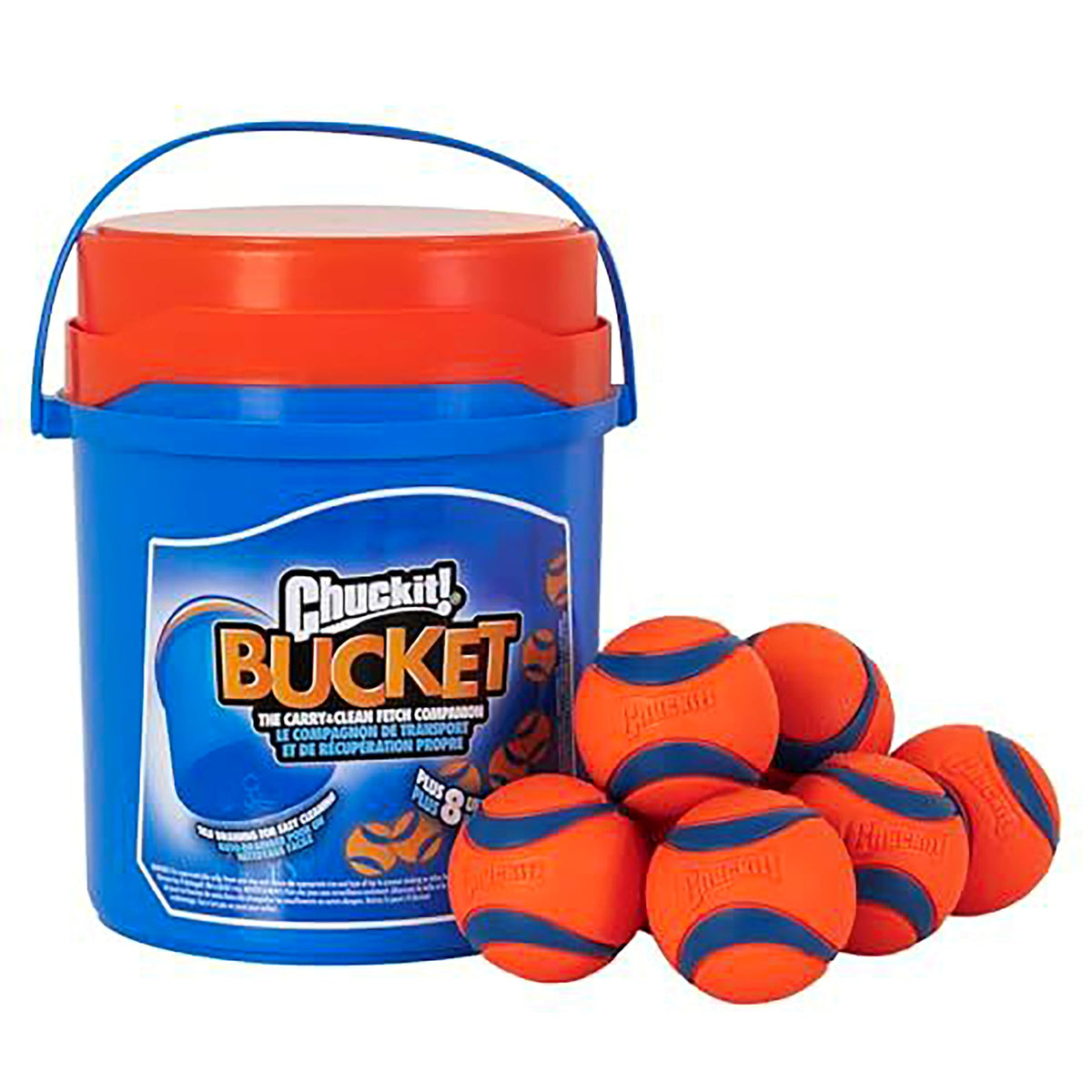 Chuckit! Ultra Ball Dog Fetch Toy, Medium, 8 Pack with Bucket