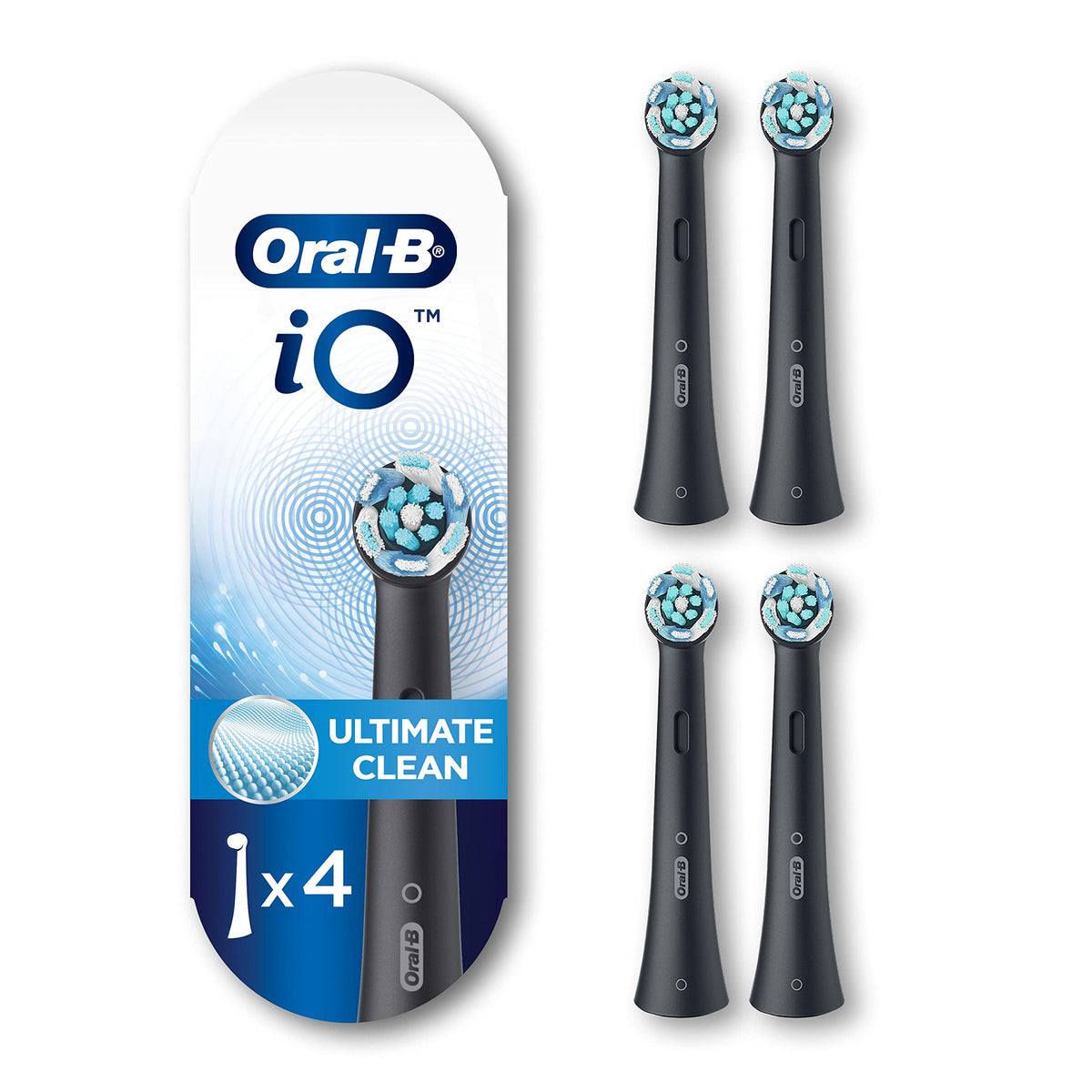 Oral-B iO Ultimate Clean Replacement Brush Heads, Black, 4 Count