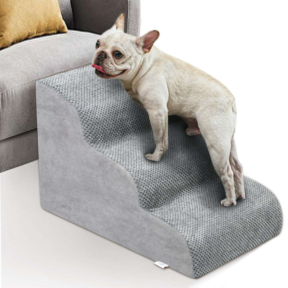 Niubya 3-Step Foam Dog Stairs, Grey