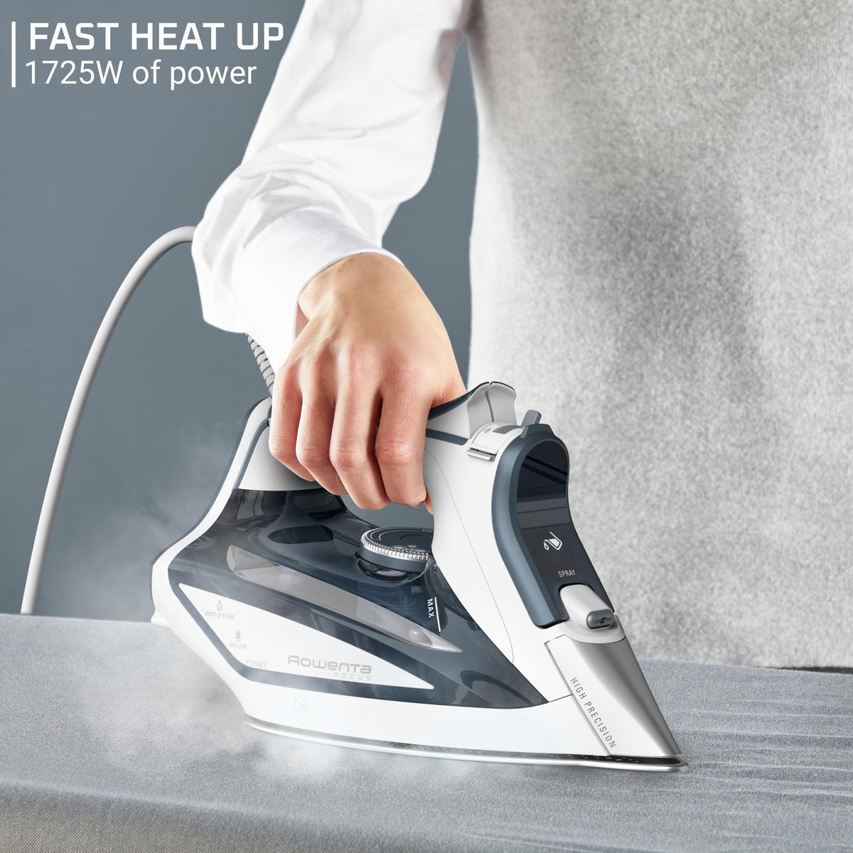 Rowenta Focus Excel Steam Iron, 1725 W, DW5280, Grey