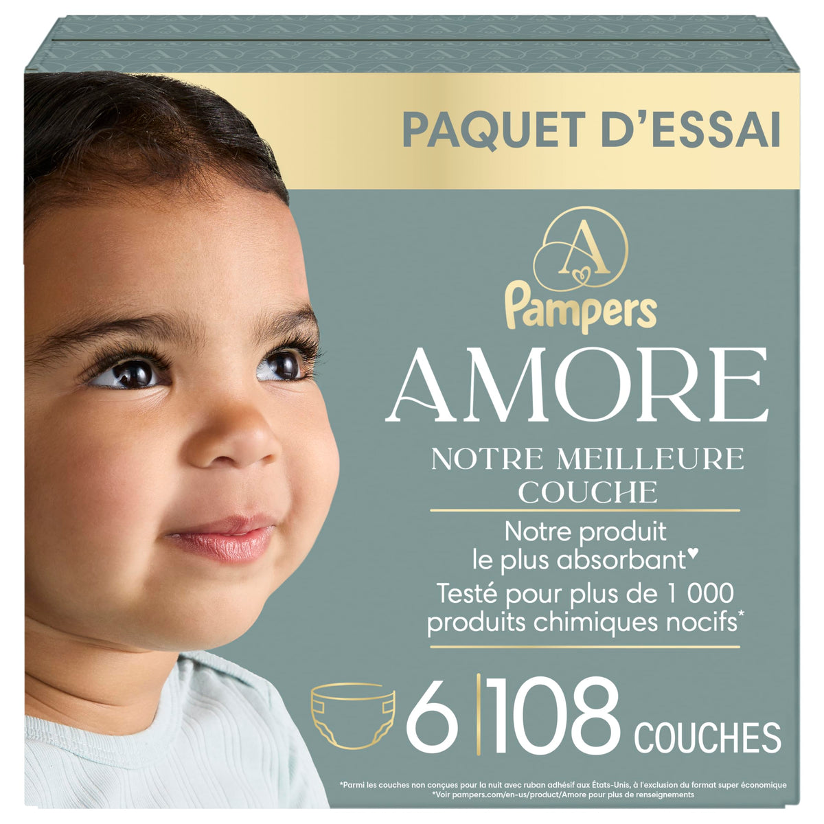 Pampers AMORE Diapers, Size 6, 108 Count