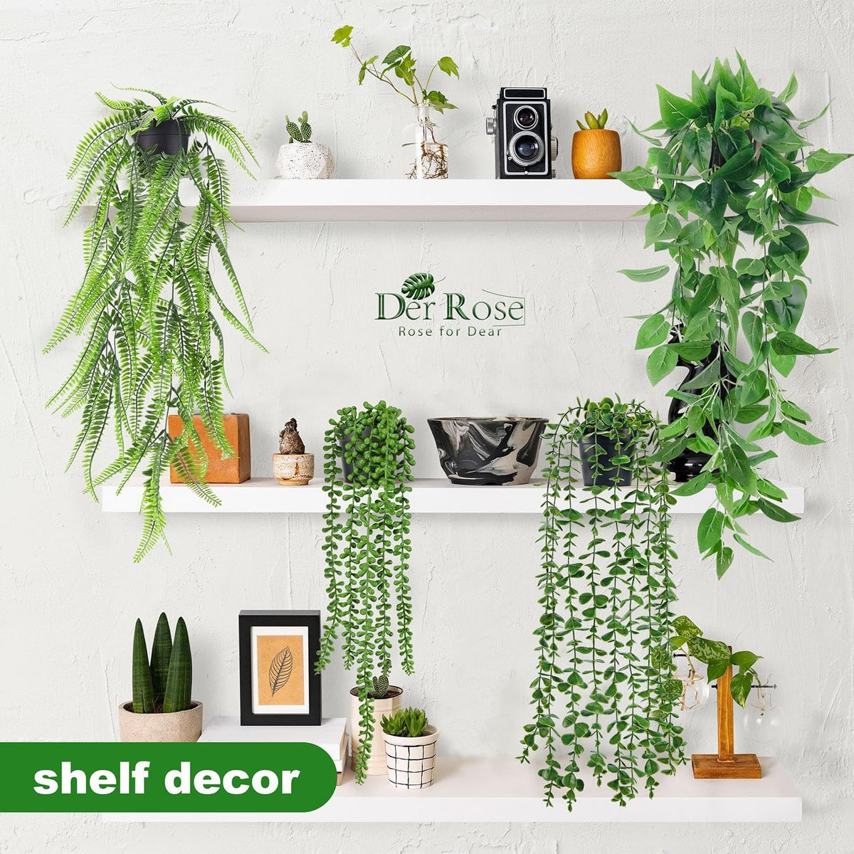 Der Rose Artificial Hanging Plants, 4 Pcs